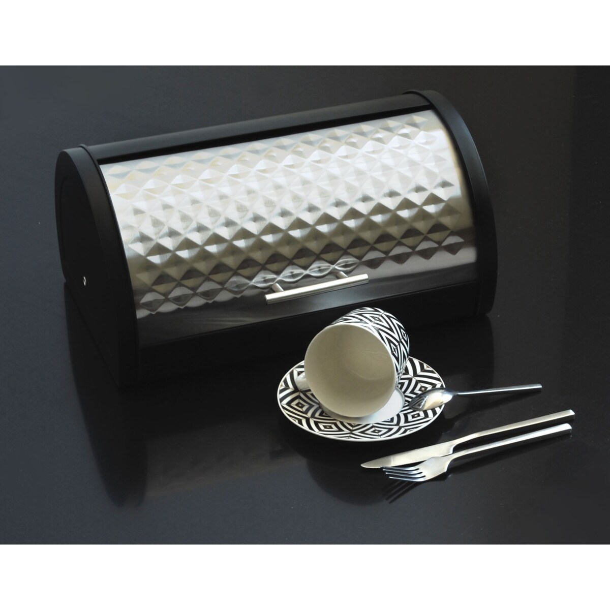 DIAMOND Chlebak metal 37,8x25,5xh18cm BLACK COOKINI