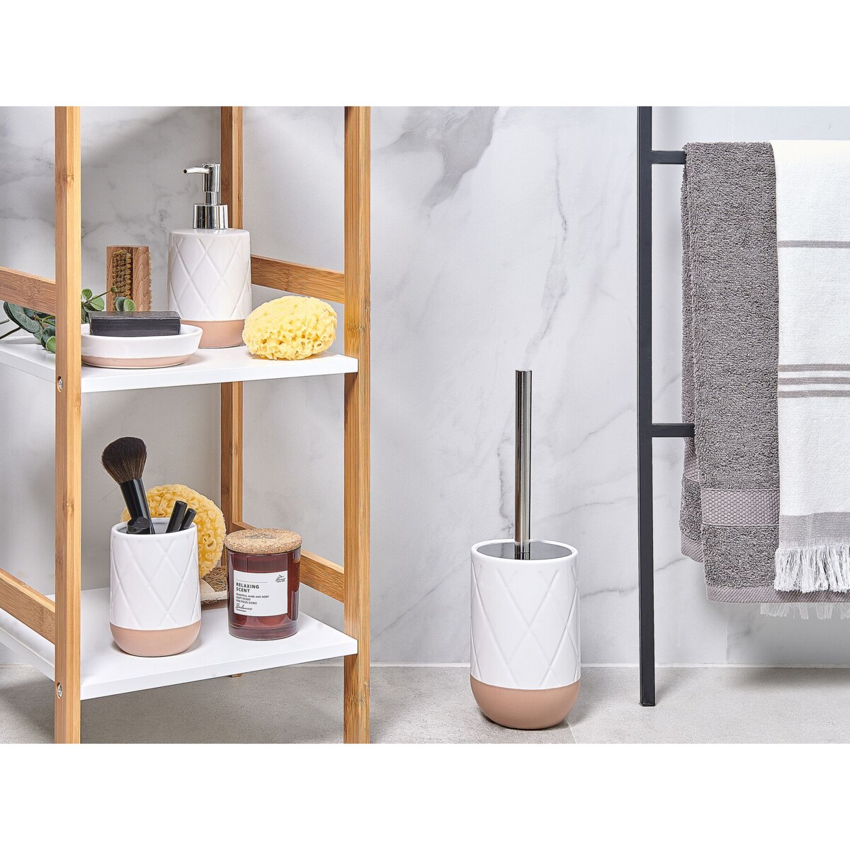 4-częściowy zestaw akcesoriów łazienkowych ceramiczny biały LEBU