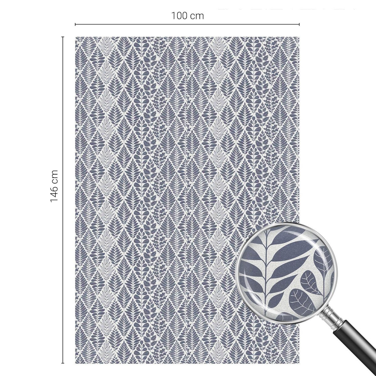 Naklejka okienna chroniąca prywatność - Niebiesko-szare liście tapeta klasyczna - 100x146 cm