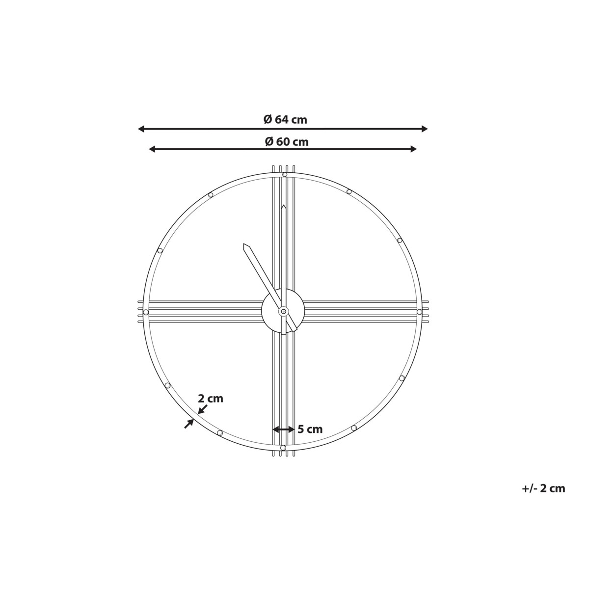 Zegar ścienny ø 64 cm złoty ASCONA