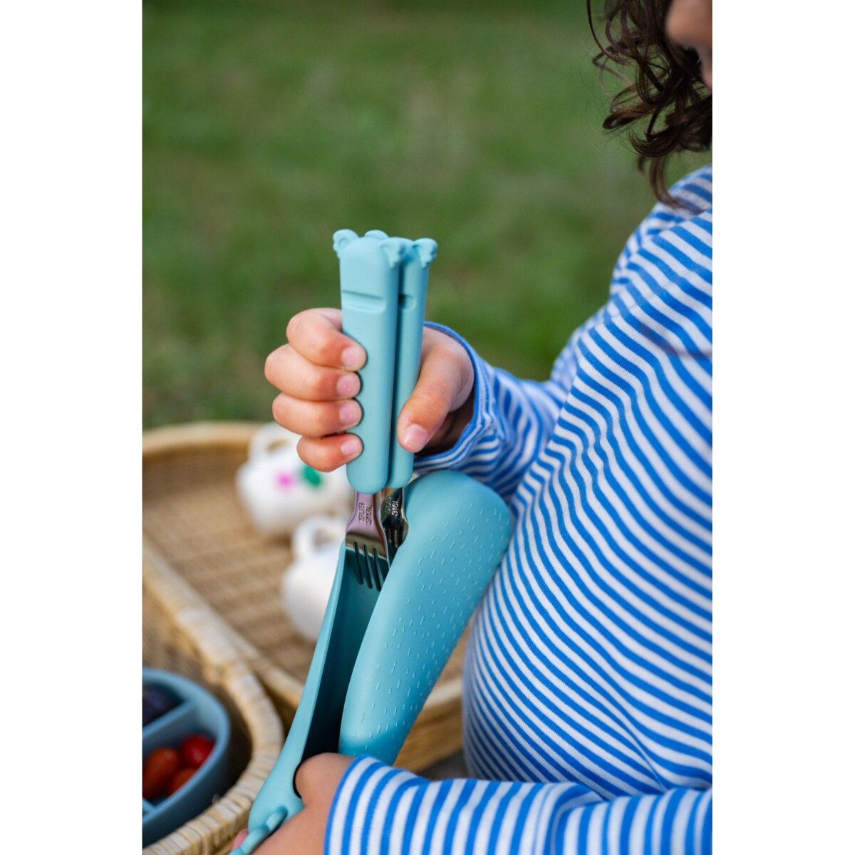 THE COTTON CLOUD sztućce w silikonowym pokrowcu, Koala / Jade