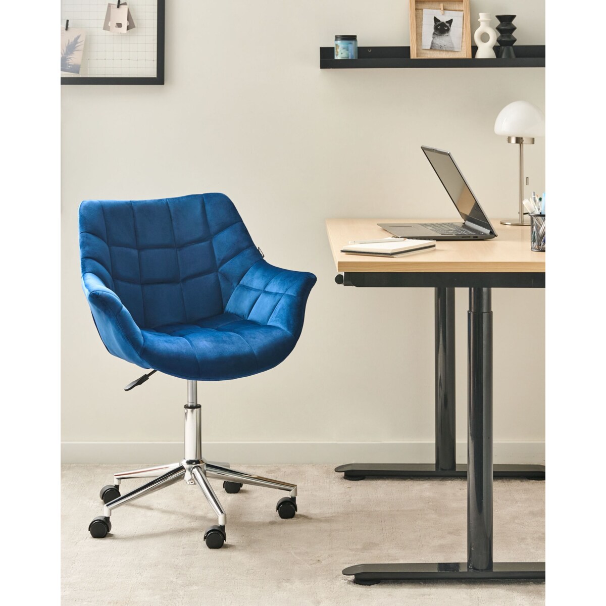 Krzesło obrotowe LABELLE Welur Granatowy