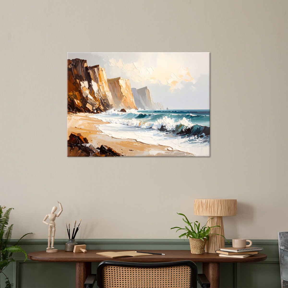 Feeby Obraz na płótnie do salonu, Skały Plaża Morze jak malowany 100x70