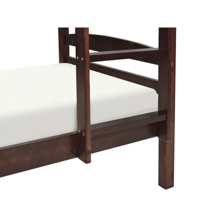 Łóżko piętrowe z szufladami drewniane 90 x 200 cm ciemne REGAT