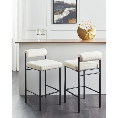 Krzesło barowe Zestaw 2 Boucle Złamana biel AMAYA