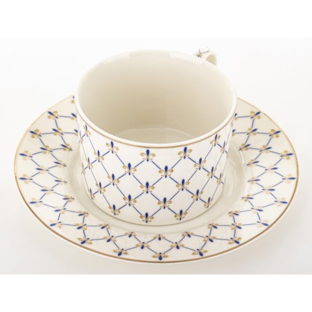 Filiżanka porcelanowa w pudełku 6x11x8,5 cm MAGLIA 220 ml biała z niebieskim wzorem