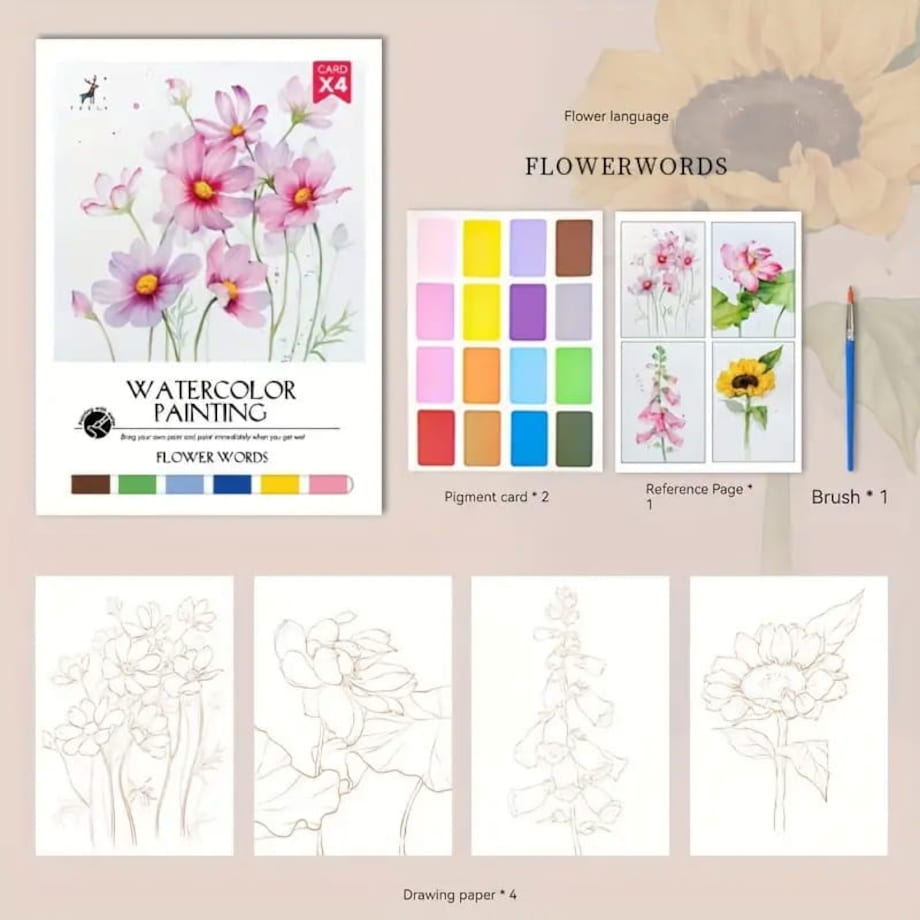 Malowanie akwarelą - Poezja kwiatów - 4 elementy