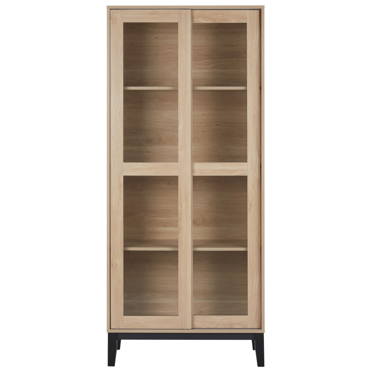 Witryna ze szklaną gablotą jasne drewno RUMSON