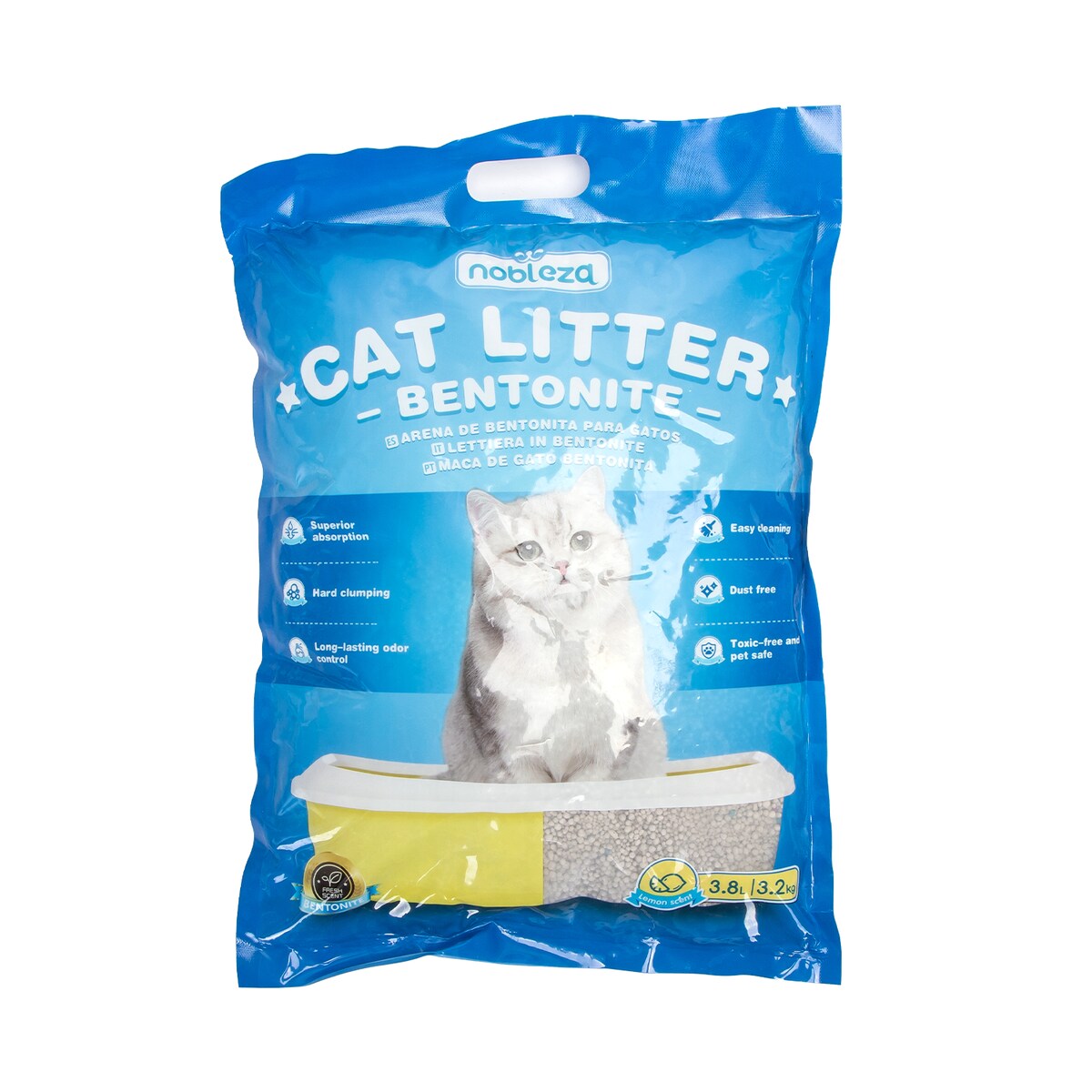 bentonitowy żwirek dla kota o zapachu cytrynowym 3,2 kg 3.8 l