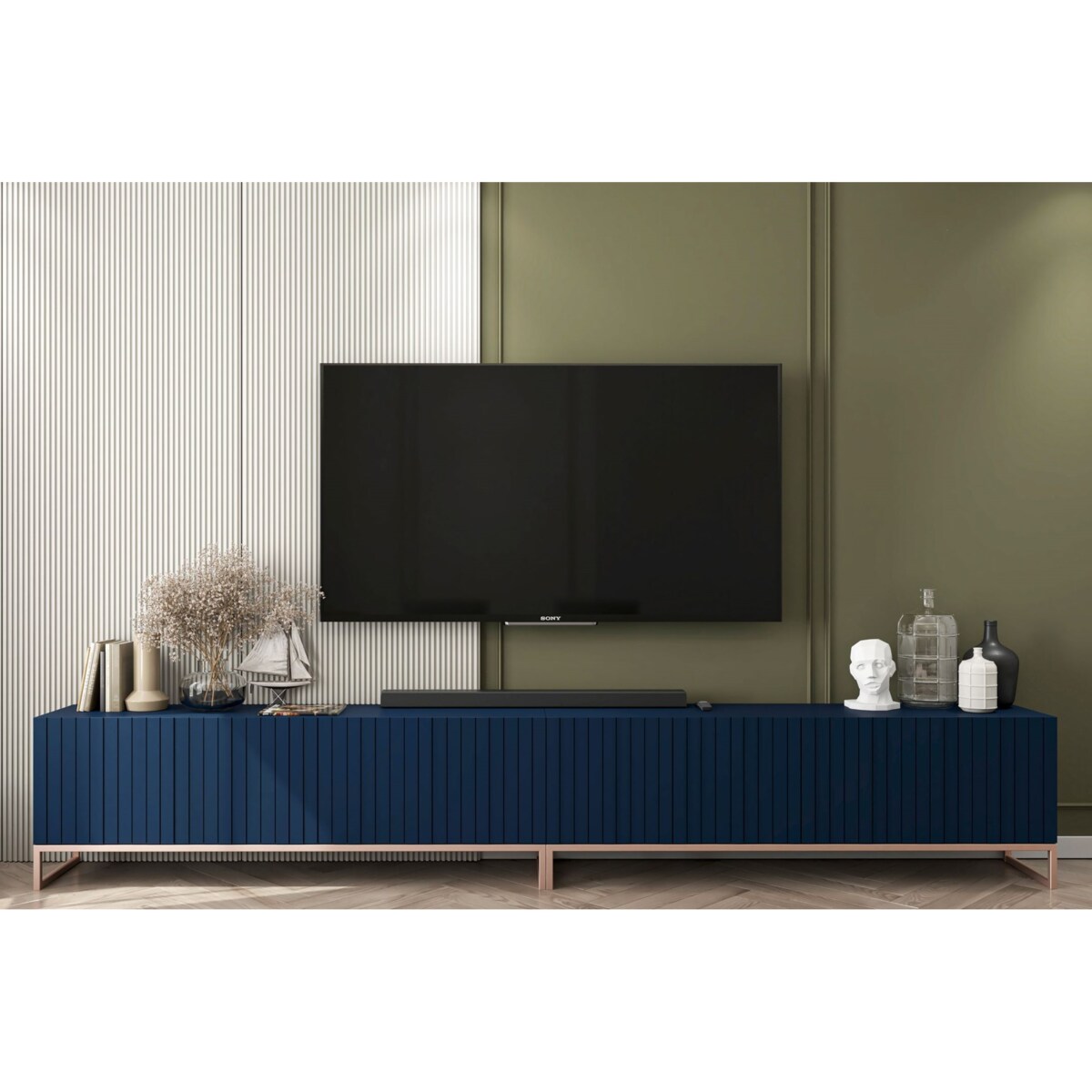 Szafka RTV Glamour pod Telewizor Komoda RTV Glamour Granatowy Mat 300 cm