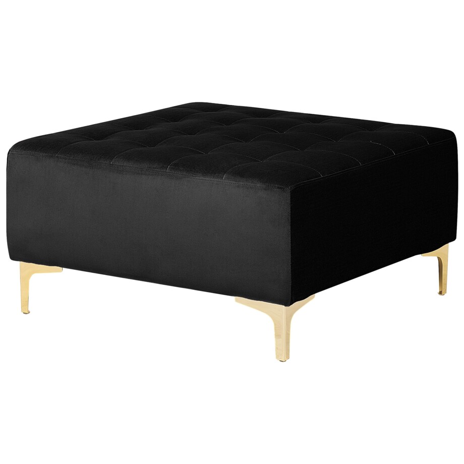 Narożnik rozkładany 5-osobowy z otomaną welurowy czarny ABERDEEN