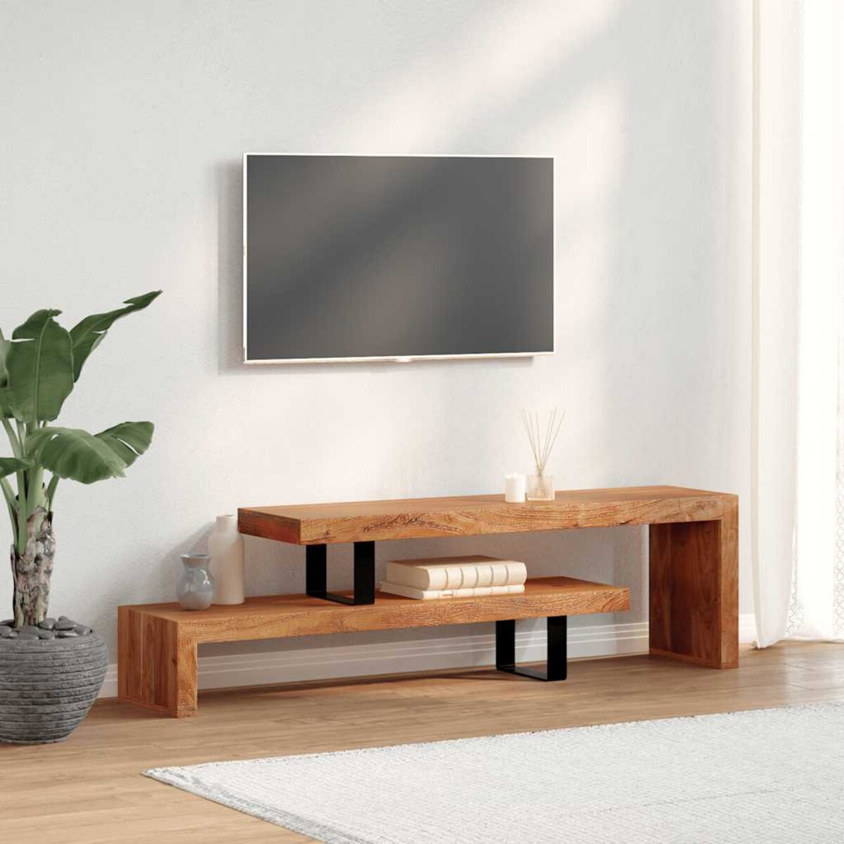 vidaXL Stolik pod telewizor, lite drewno akacjowe