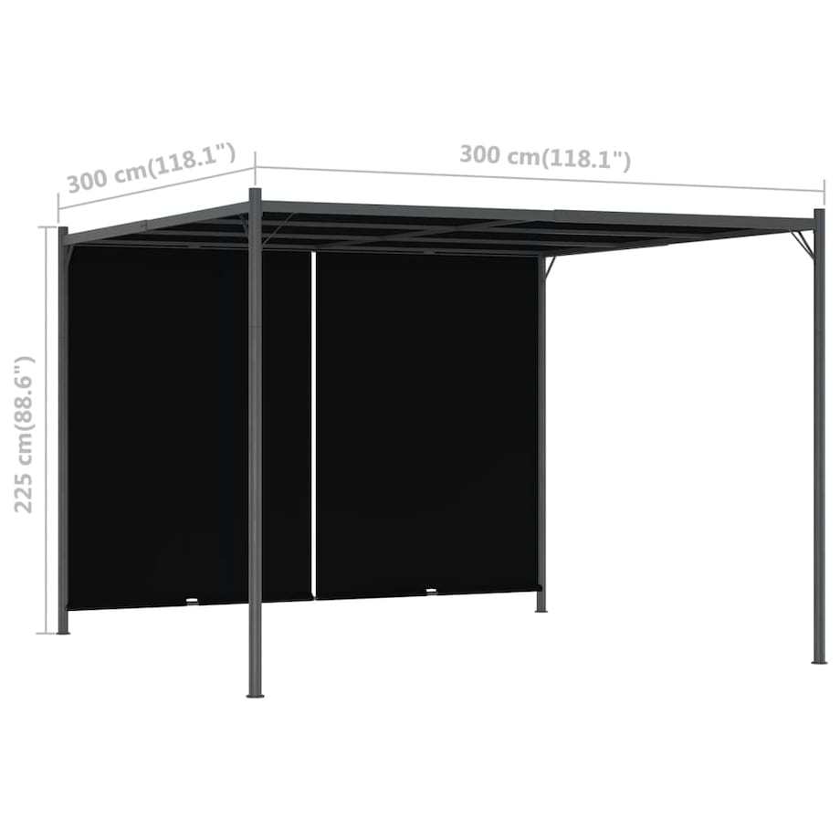 vidaXL Pergola ogrodowa z chowanym dachem, 3x3 cm, antracytowa