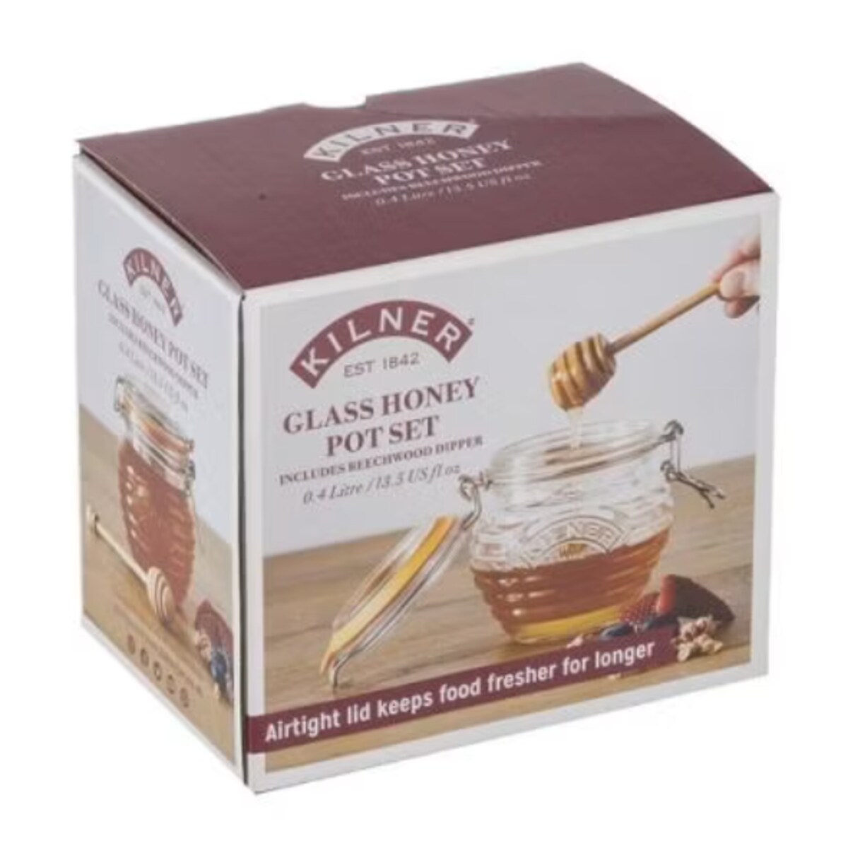 Słoik na miód z czerpakiem Clip Top, 400 ml, Kilner