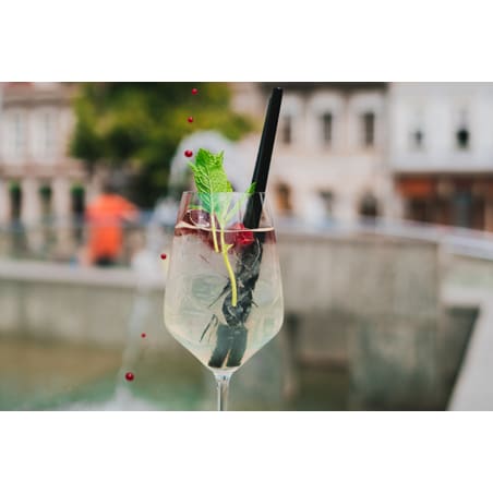 Słomki szklane czarne 20cm zestaw 6 sztuk ze szczoteczką 26599