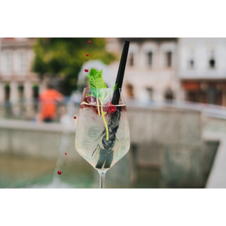 Słomki szklane czarne 20cm zestaw 6 sztuk ze szczoteczką 26599