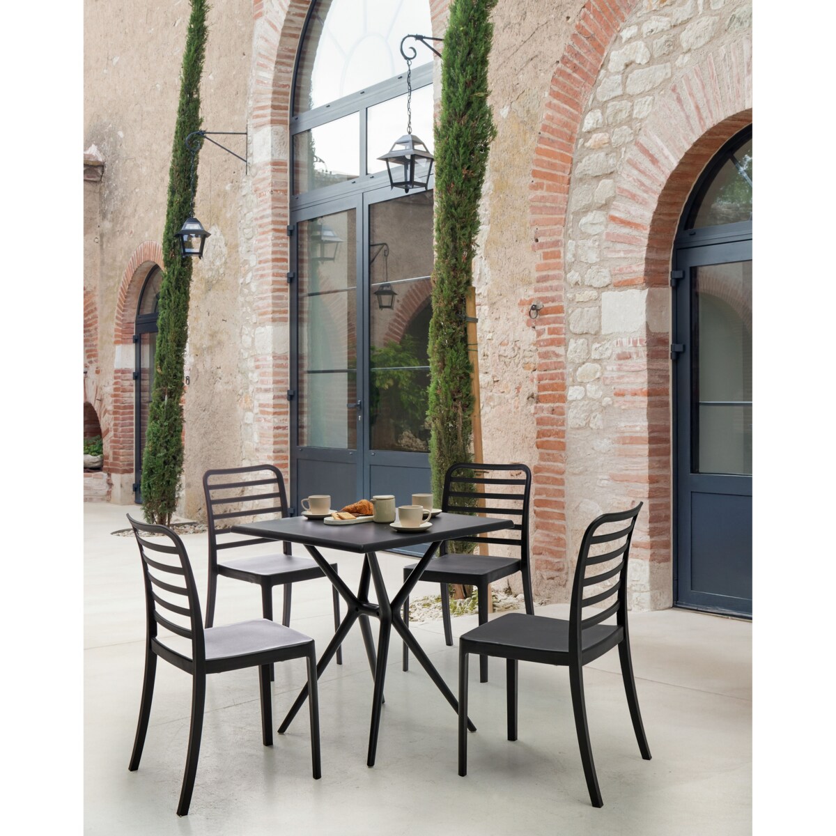 Zestaw 4 krzeseł barowych SECEDA Materiał syntetyczny Czarny