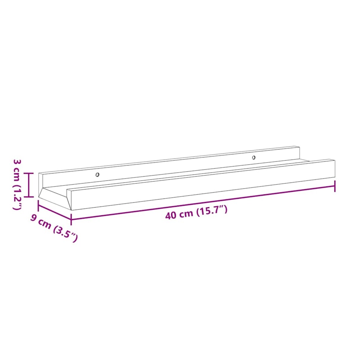 vidaXL Półki ścienne na zdjęcia, 2 szt., szare, 40x9x3 cm, MDF