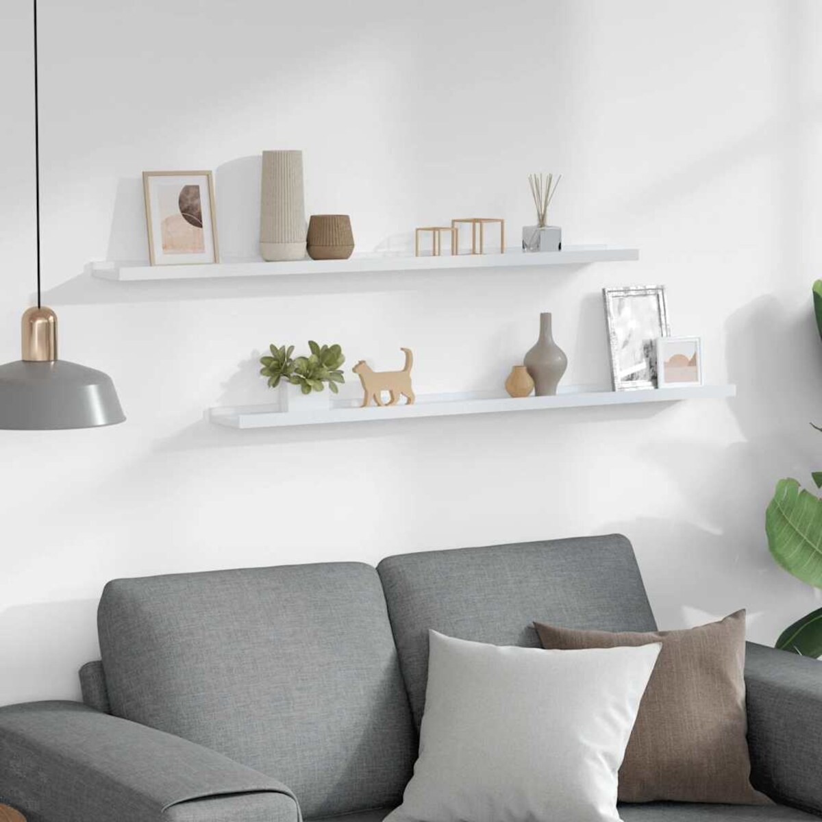 vidaXL Półki ścienne, 2 szt., białe, 100x9x3 cm