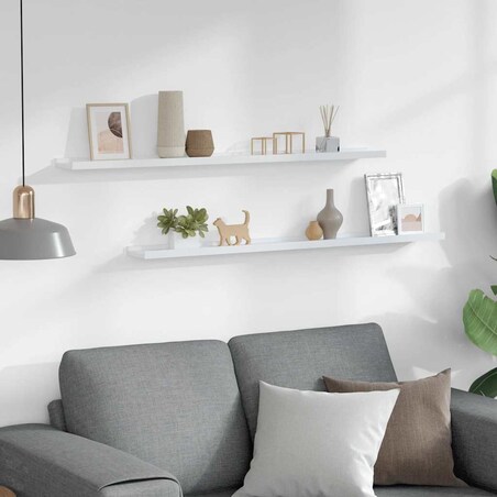vidaXL Półki ścienne, 2 szt., białe, 100x9x3 cm