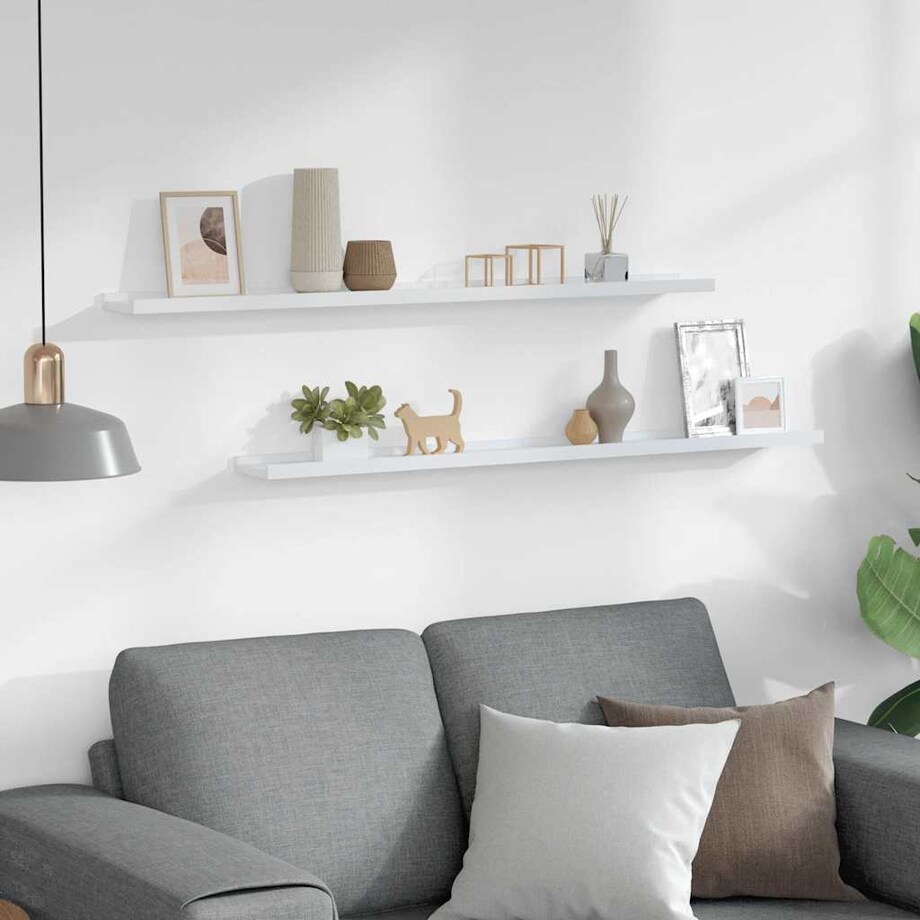 vidaXL Półki ścienne, 2 szt., białe, 100x9x3 cm