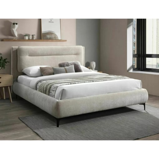 Łóżko tapicerowane NIKOZJA RAVEN 160x200 ciemnobeżowe