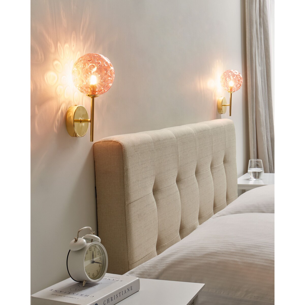 Zestaw 2 szklanych lamp ściennych różowy ANADYR