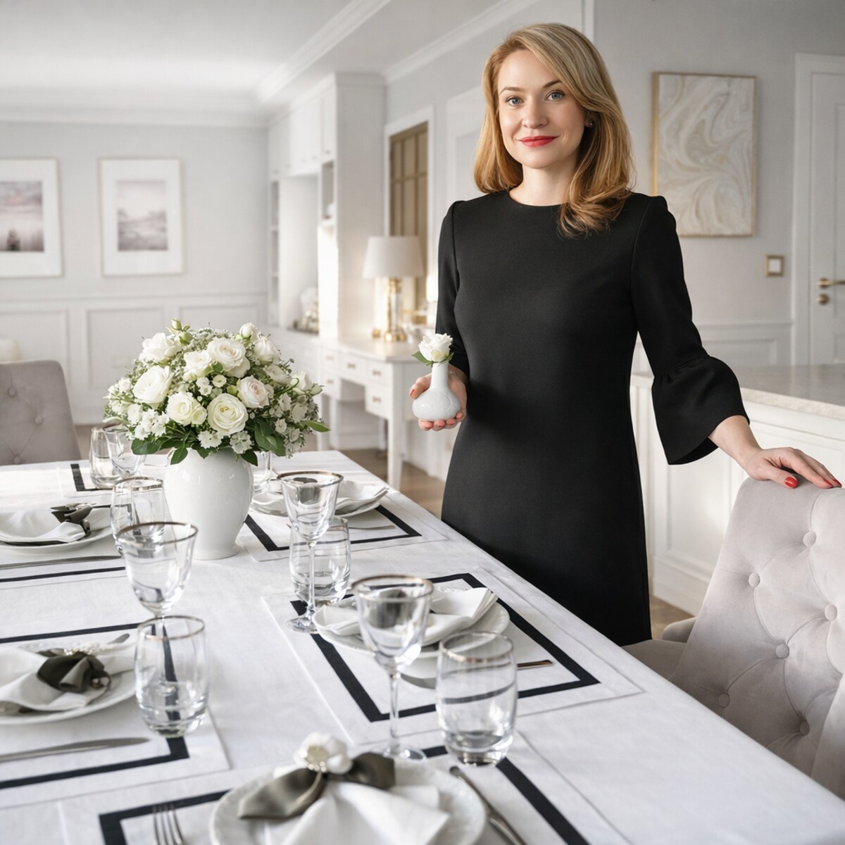 Bieżnik z dekoracyjnym paskiem Black Stripes – 50 × 150 cm