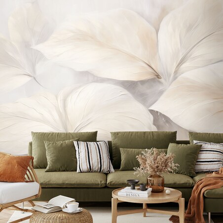 Fototapeta, Liście rośliny natura beżowa boho 3d 350x245