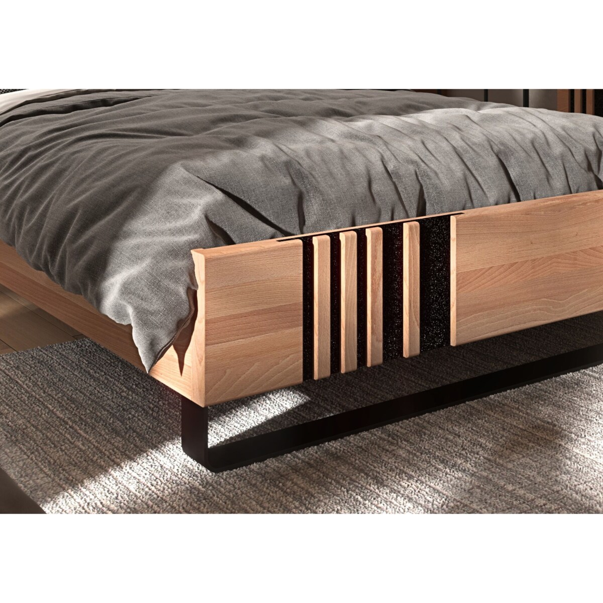 Łóżko drewniane buk jednolity Visby KIELCE / 160x200 cm, kolor naturalny