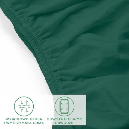 Prześcieradło jersey z elastanem z gumką 200x220 kolor zielony