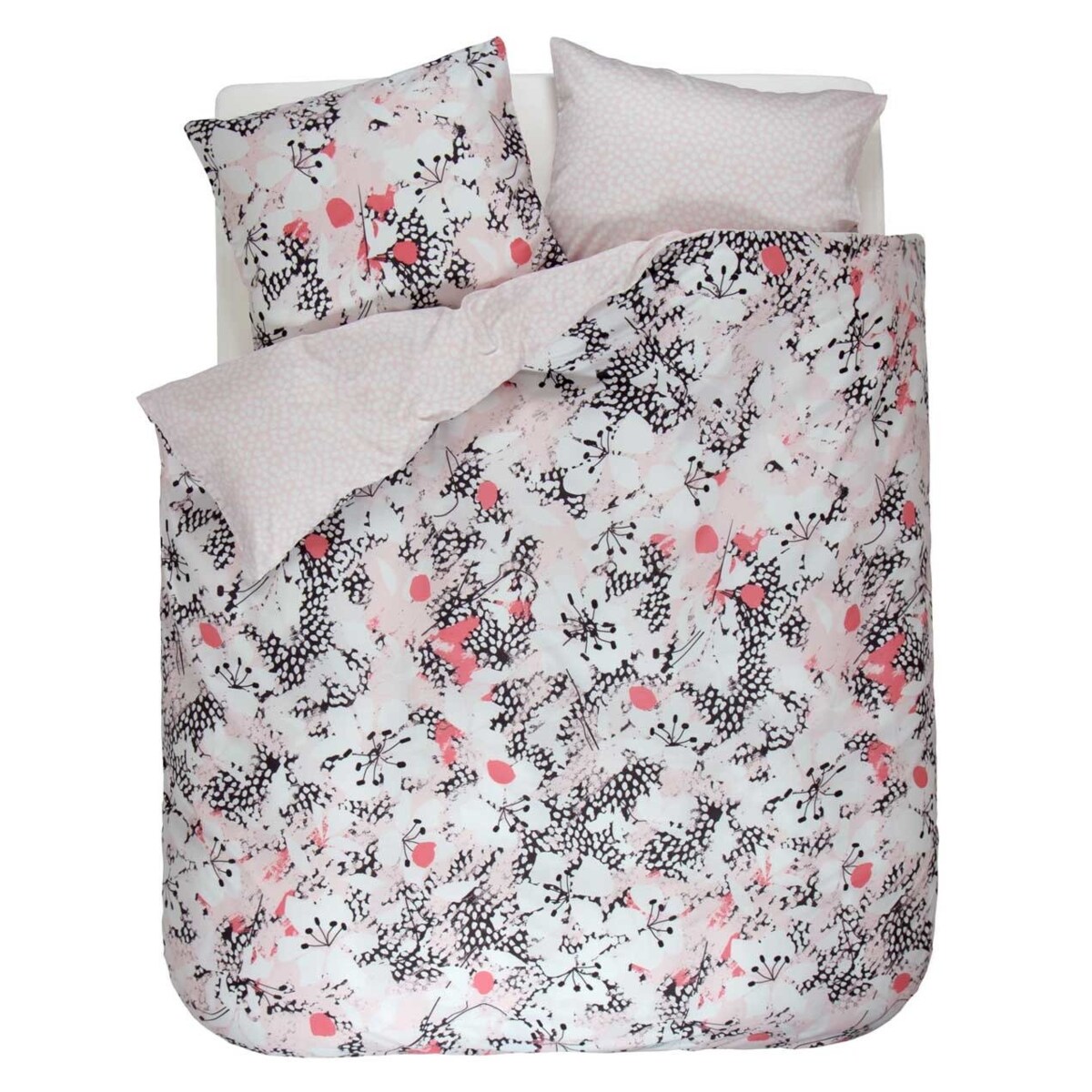Komplet różowej pościeli z bawełny satynowej w kwiaty, poszewka ozdobna, pościel w kwiaty, pościel Esprit, 200 x 220 cm