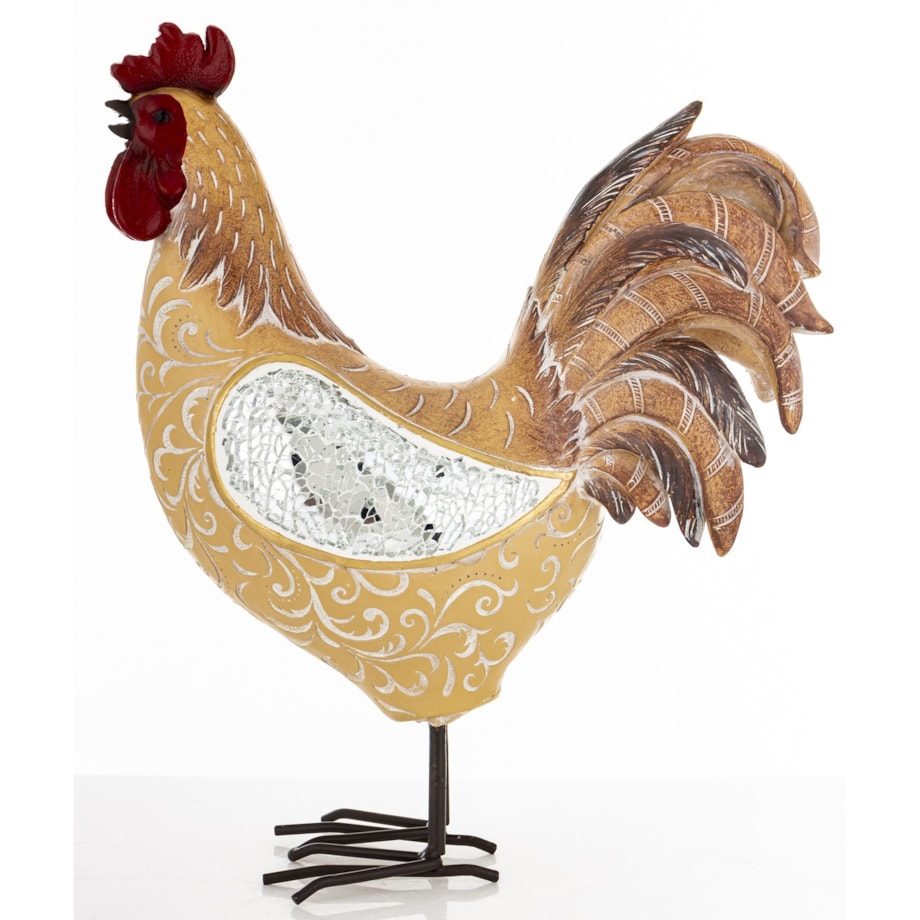 Dekoracja - brązowy kogut 26x10x23 cm TOAN