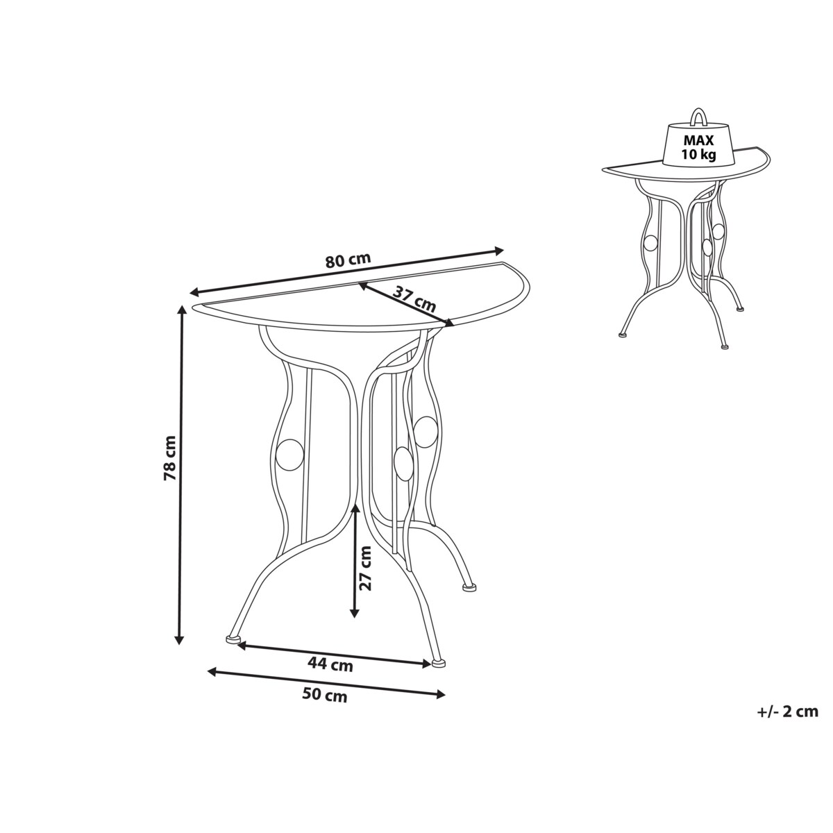 Stolik bistro COGGIA 37 x 80 cm Metal Jasnobeżowy
