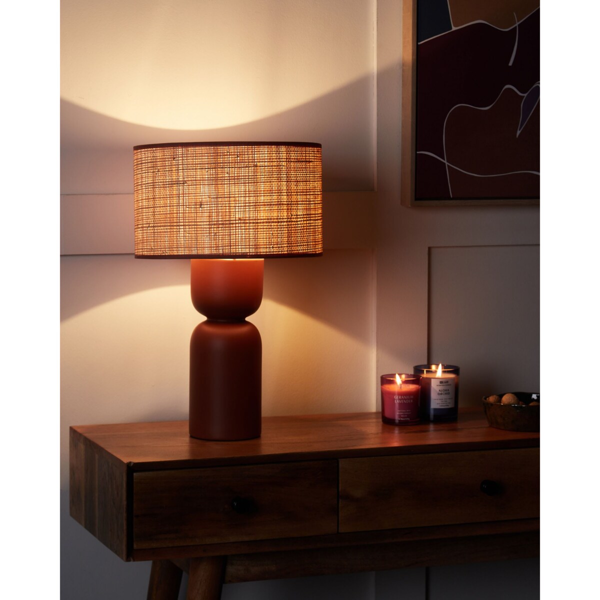 Lampa stołowa rafia czerwona PRESIDIO