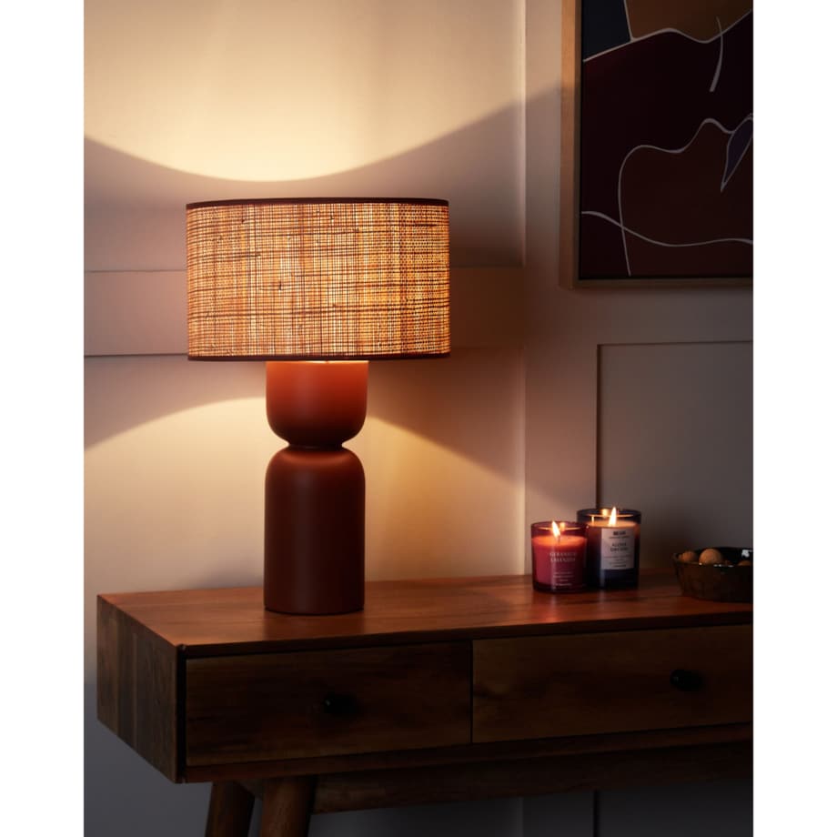 Lampa stołowa rafia czerwona PRESIDIO