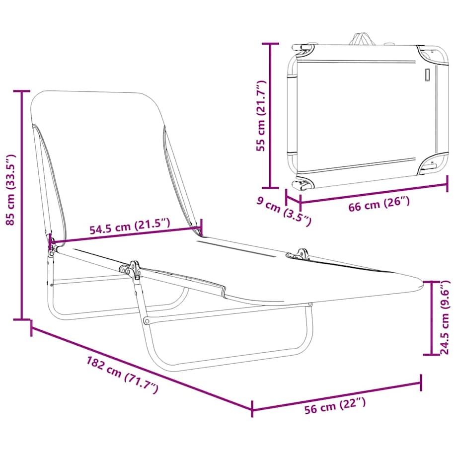 vidaXL Składane leżaki, 2 szt., stal i tkanina, czarne