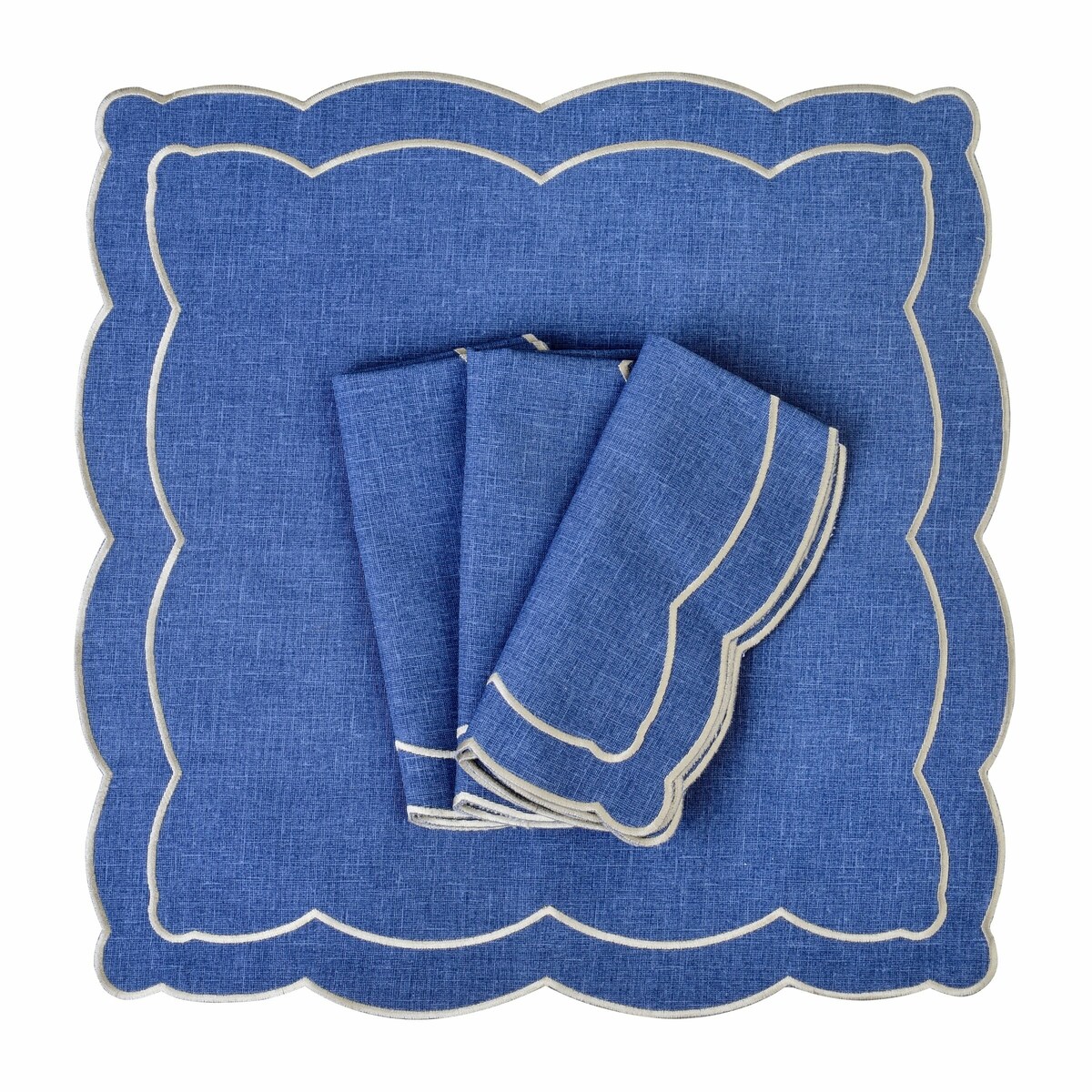 Haftowane serwetki Blue Onde - 4 sztuki