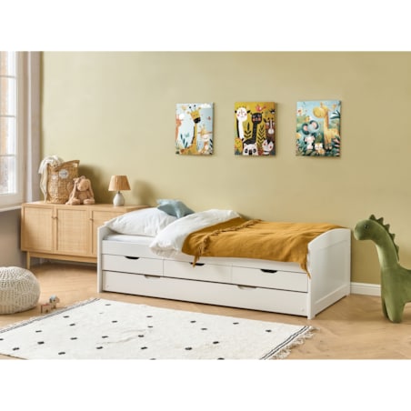 Łóżko wysuwane Drewno sosnowe PETIVILLE 90 x 200 cm Biały