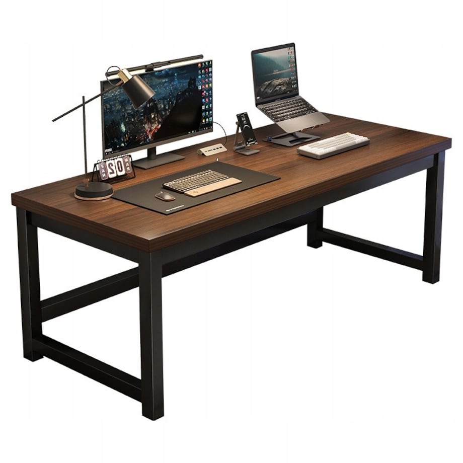 Biurko Komputerowe Nowoczesne Ciemny Buk Industrialne Loft 120 Cm Gamingowe