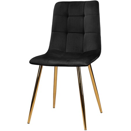 Krzesło tapicerowane czarne welurowe pikowane złote nogi glamour
