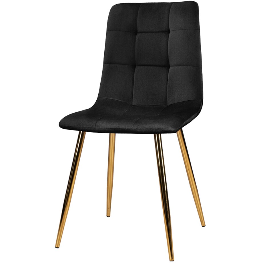 Krzesło tapicerowane czarne welurowe pikowane złote nogi glamour