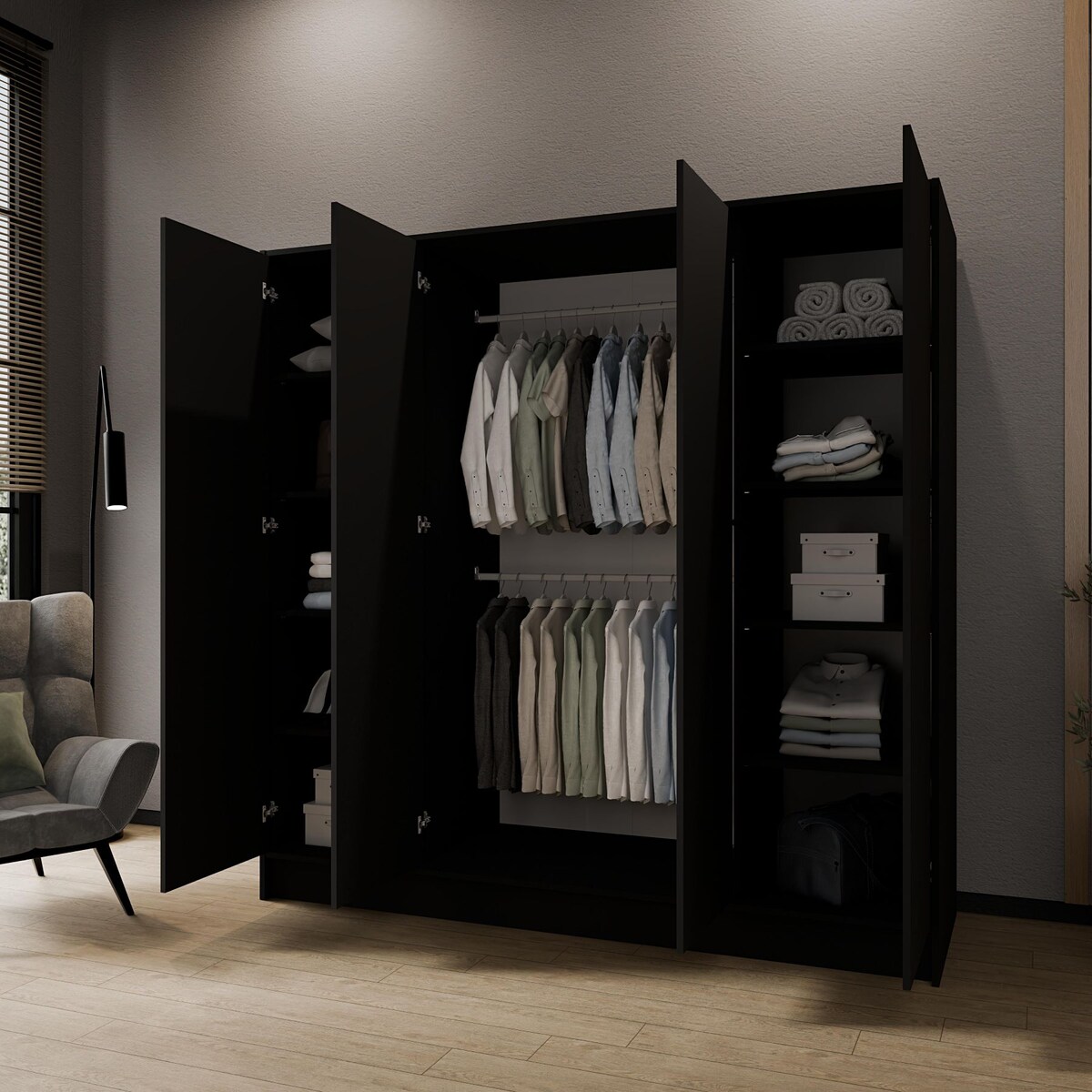 Szafa gładka 200 ALA bez lustra i bez uchwytów, czarna