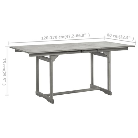 vidaXL Ogrodowy stół jadalniany, (120-170)x80x75 cm, drewno akacjowe