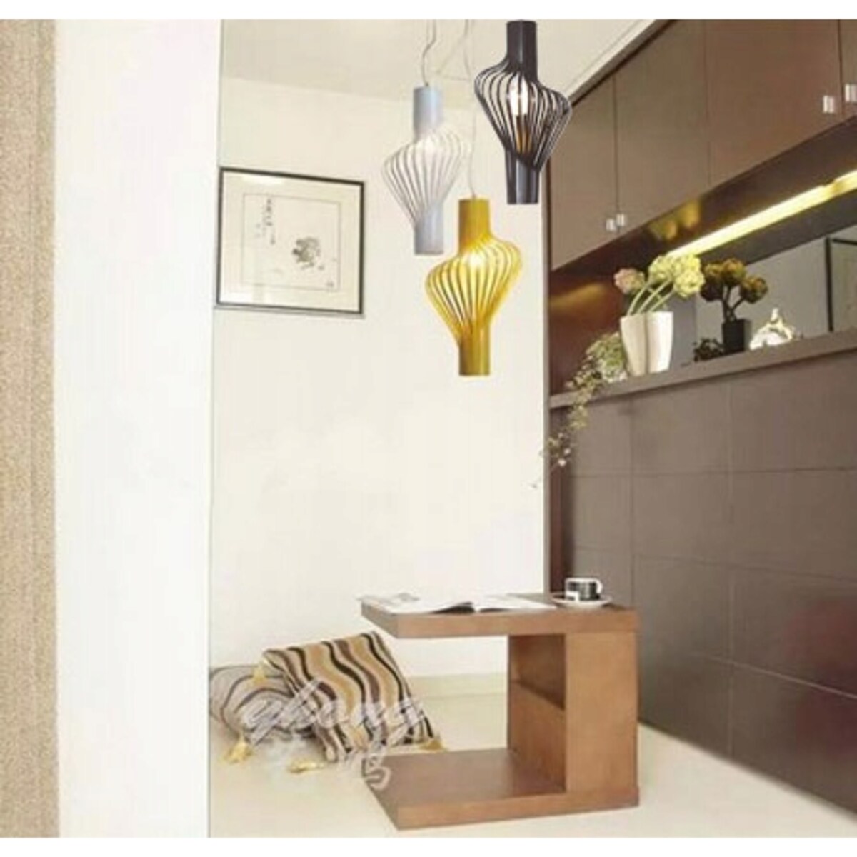 Lampa Wisząca Sufitowa Geometryczna Czarna Metal