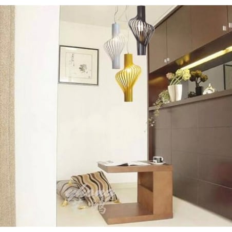 Lampa Wisząca Sufitowa Geometryczna Czarna Metal