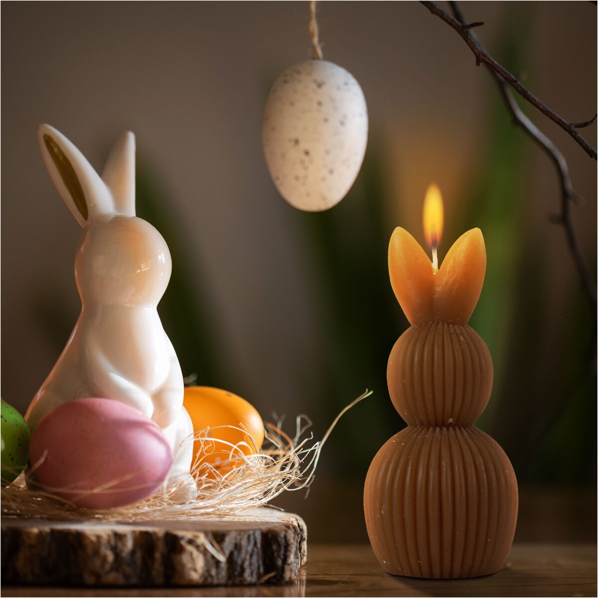 Świeczka Wielkanocna Zając Zajączek Królik Na Prezent Ozdobny Brązowa