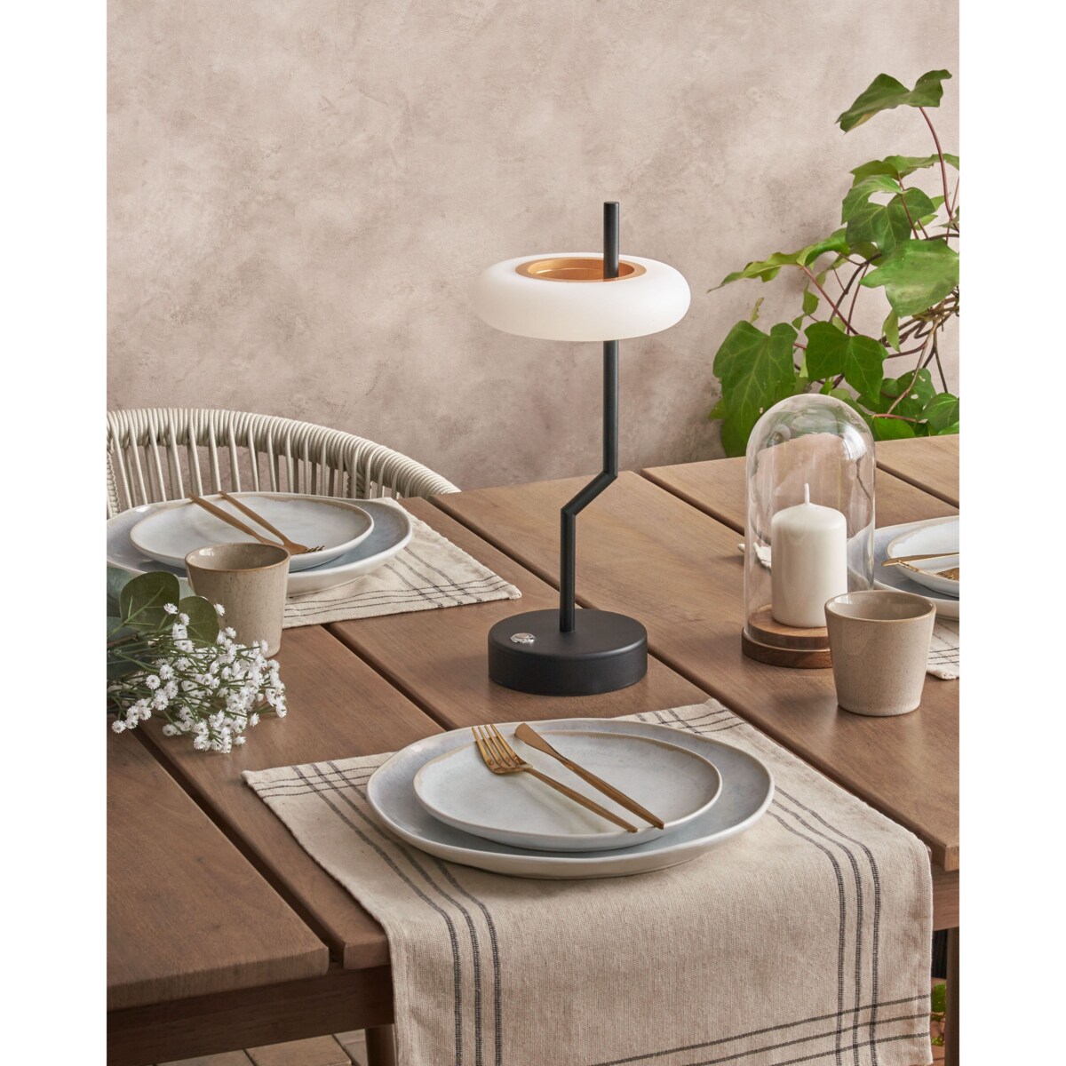 Bezprzewodowa lampa stołowa LED ALVIELA Ze ściemniaczem Metal Czarny