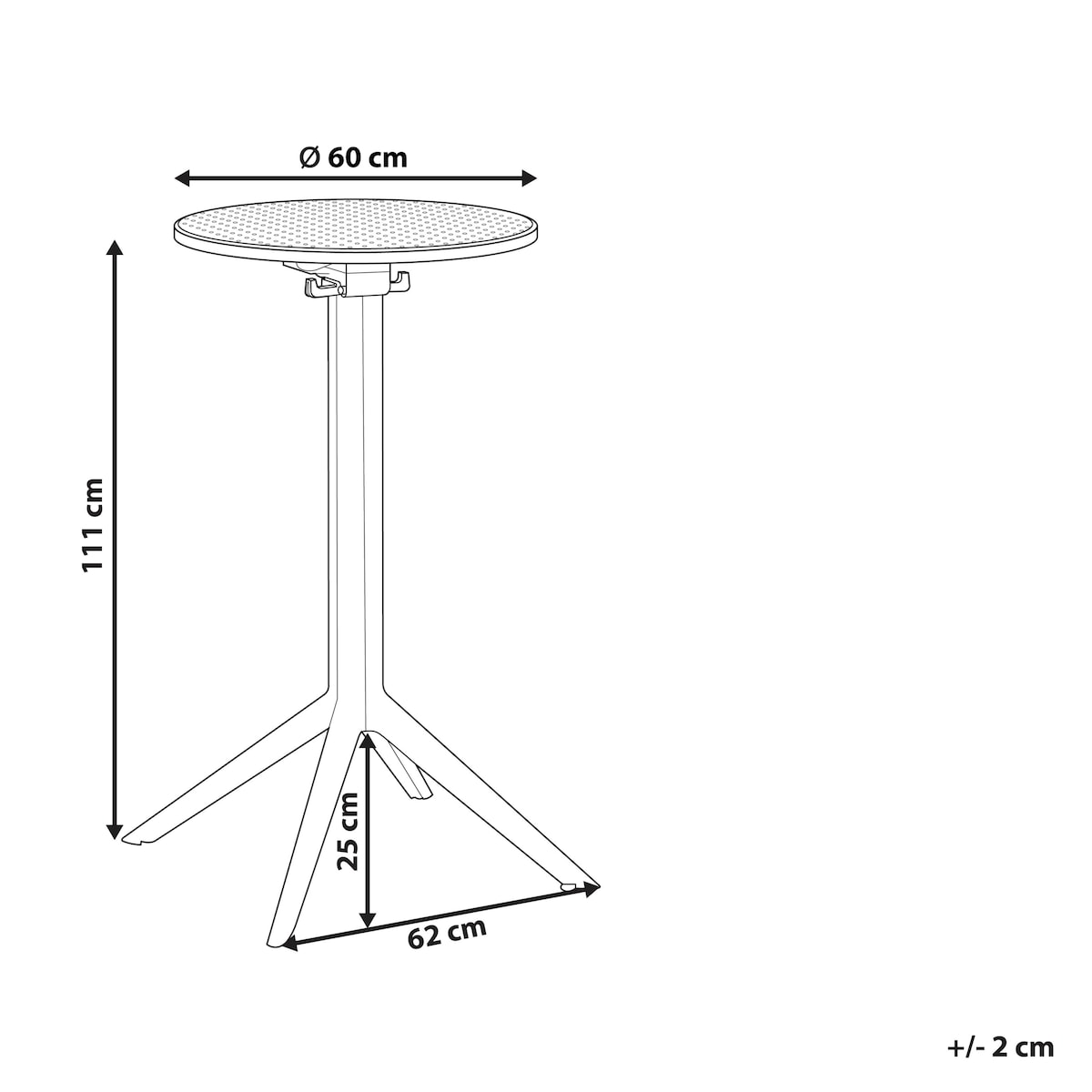 Stolik ogrodowy barowy LEGRENA 60 cm 60 cm Czarny