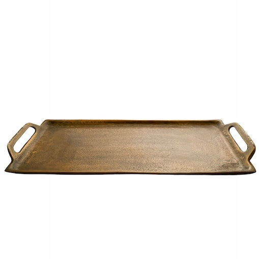 TACA DEKORACYJNA METALOWA PROSTOKĄTNA 46x20cm ciężka długa stare złoto